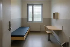 Bostadsrum i svenskt häkte med enkel inredning